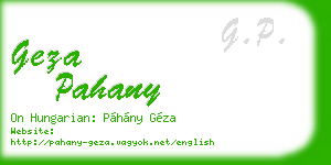 geza pahany business card